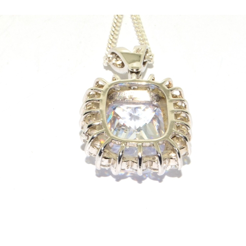 292 - Large Harlequin cz 925 silver pendant and chain