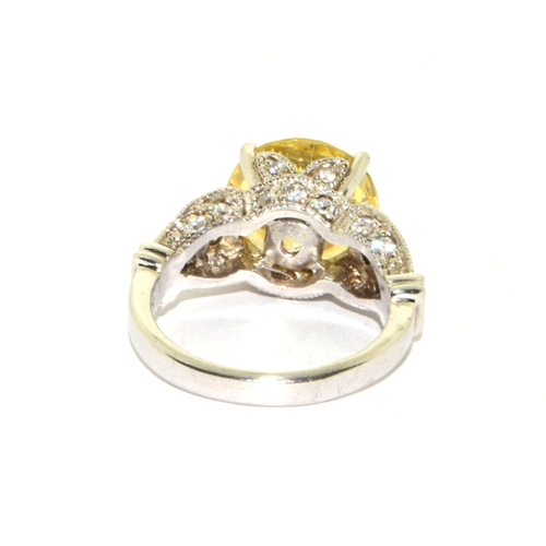 312 - Large lemon/white cz 925 silver solitaire ring size O