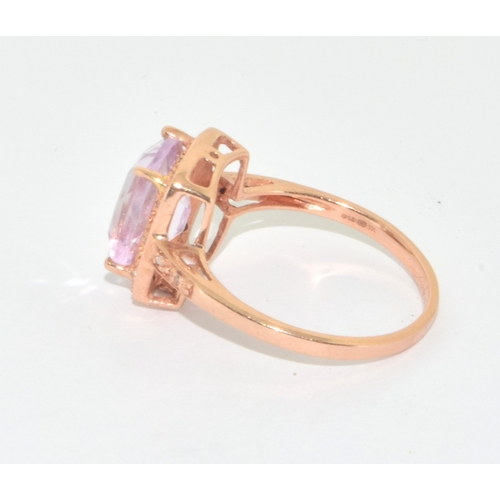 271 - 9ct rose gold ladies large oblong Pink Tourmaline statement / cocktail 3 grams ring size O