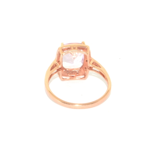 271 - 9ct rose gold ladies large oblong Pink Tourmaline statement / cocktail 3 grams ring size O