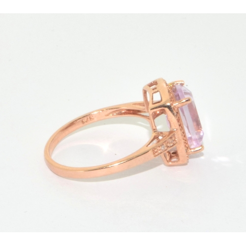 271 - 9ct rose gold ladies large oblong Pink Tourmaline statement / cocktail 3 grams ring size O