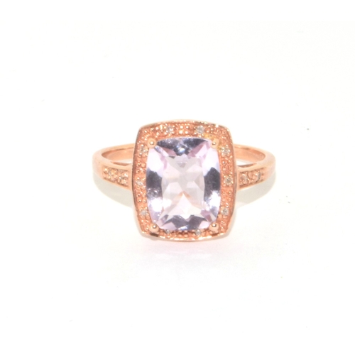 271 - 9ct rose gold ladies large oblong Pink Tourmaline statement / cocktail 3 grams ring size O