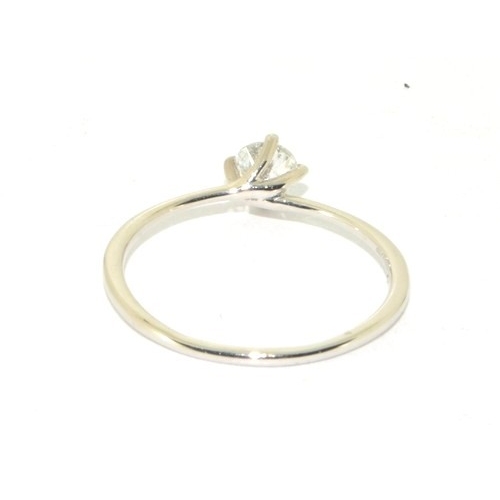 321 - 18ct white gold 0.50ct diamond solitaire ring size Q.