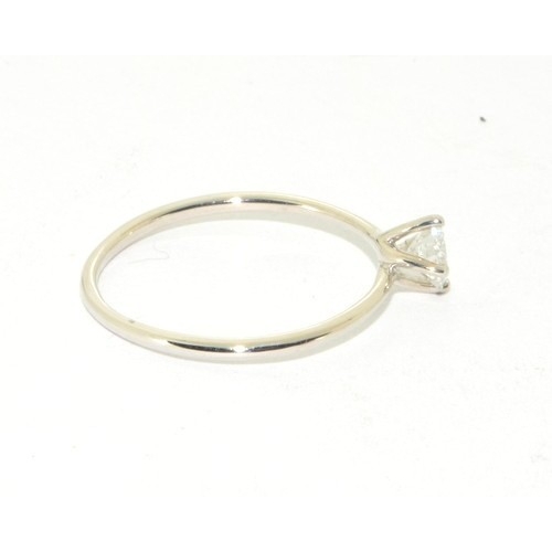 321 - 18ct white gold 0.50ct diamond solitaire ring size Q.