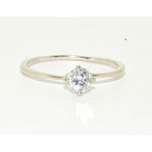 321 - 18ct white gold 0.50ct diamond solitaire ring size Q.