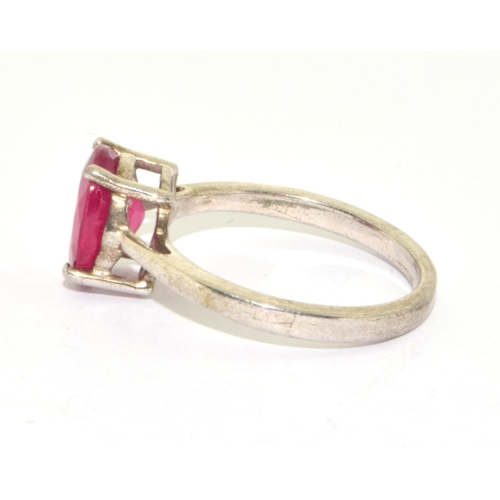 12 - 925 silver Rubellite solitaire ring size N