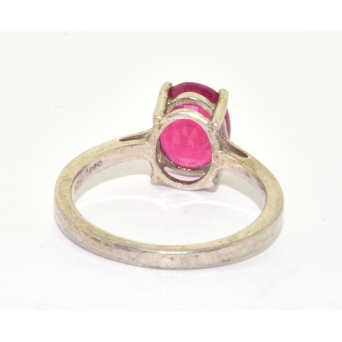 12 - 925 silver Rubellite solitaire ring size N