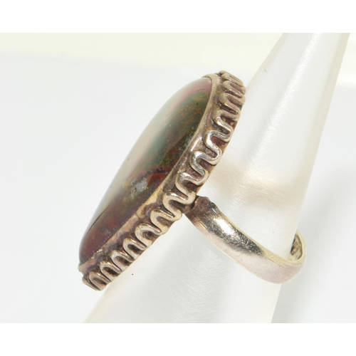 22 - 925 silver large pear shape Agate statement ring size K