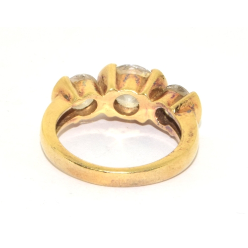 62 - 925 silver gilt trifold clear stone ring size M