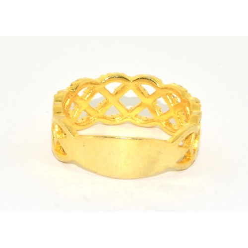 82 - 925 silver gilt lattice open work ring size S