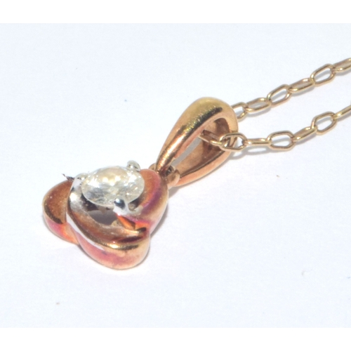 238 - 9ct gold single stone Diamond pendant necklace on a 9ct gold chain of 50cm