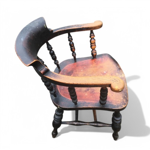 361 - Victorian Elm Seated Smokers Bow Desk Chair.