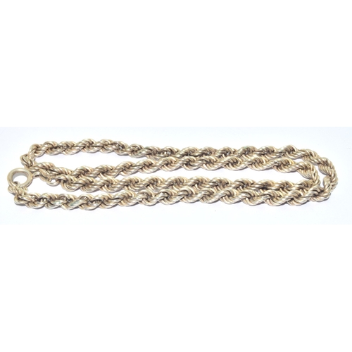 317 - 925 silver graduating rope neck chain 41cm long and a 925 silver rope style ring size Y