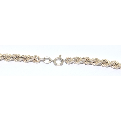 187 - 925 silver graduating rope neck chain 40 grams 42cm long