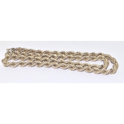 187 - 925 silver graduating rope neck chain 40 grams 42cm long