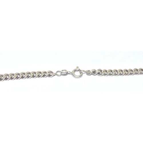 207 - 925 silver flat link neck chain of 44cm long together a 925 silver ring with accent diamonds size N