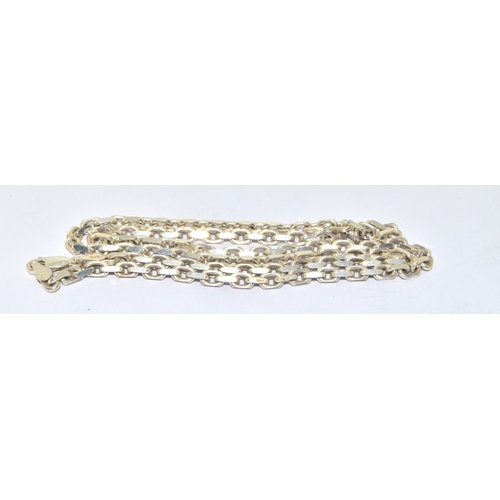 47 - 925 silver open flat link bracelet a 52cm silver neck chain and a 925 silver ring size Q 40 grams