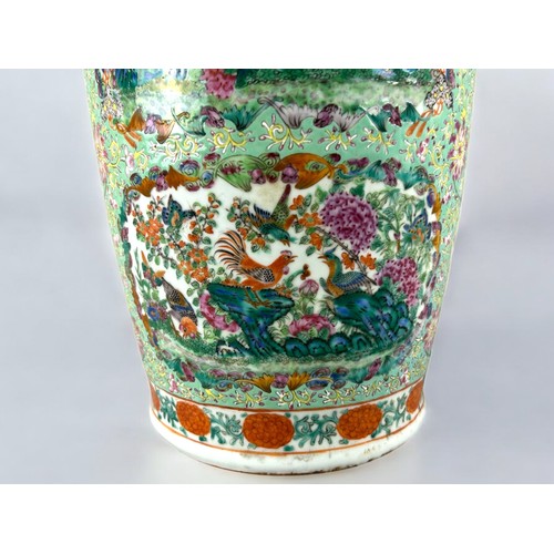 51 - A large Chinese porcelain Famille Verte floor vase.Qing dynasty, 19th century.Turquoise ground, fine... 