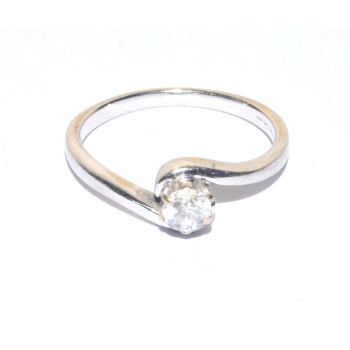 216 - 18ct white gold ladies Diamond solitaire ring approx 25 points size N 