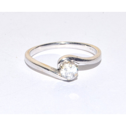 216 - 18ct white gold ladies Diamond solitaire ring approx 25 points size N 