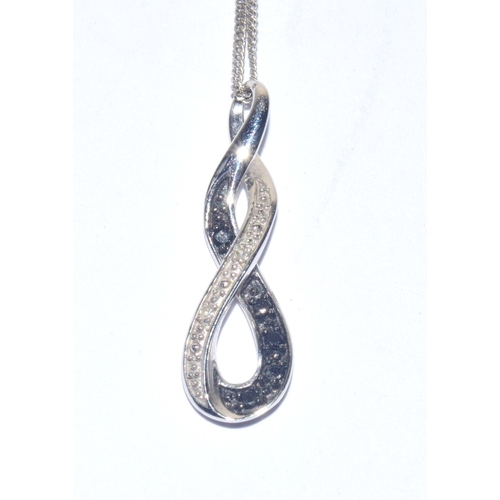 263 - 9ct white gold Diamond and Gem stone eternity design pendant necklace on a 9ct white gold chain of 5... 