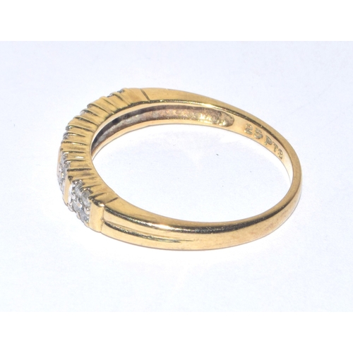 276 - 9ct gold ladies Diamond half eternity ring of approx 0.25ct hall marked in the ring size P