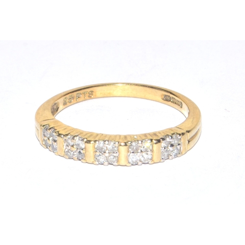 276 - 9ct gold ladies Diamond half eternity ring of approx 0.25ct hall marked in the ring size P