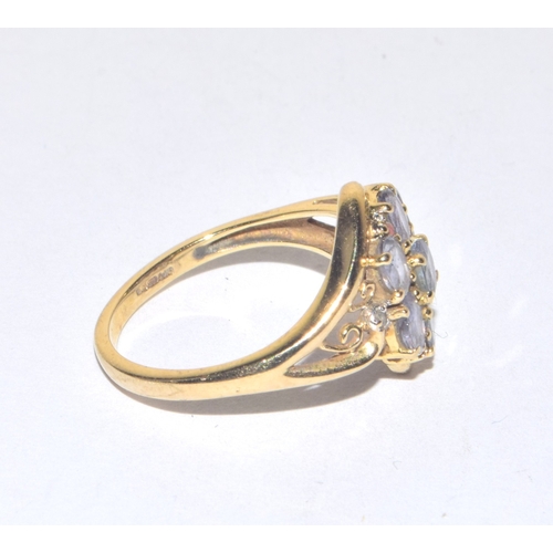 296 - 9ct gold ladies Tanzanite and Diamond statement ring size L