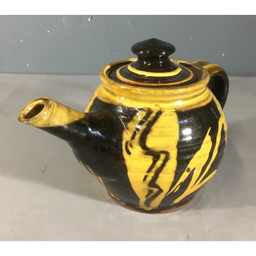 103 - Philip Leach Springfield Pottery, 2 tone Slipware Teapot. Marks on base.