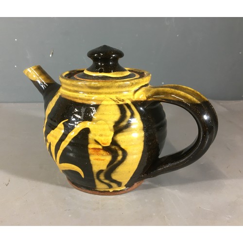 103 - Philip Leach Springfield Pottery, 2 tone Slipware Teapot. Marks on base.