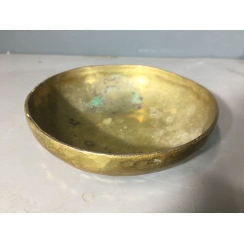 96 - Brass Heavy Pair of Graduated Handled Pots, Middle Eastern and Oriental Brass Trays etc.Gross Weight... 