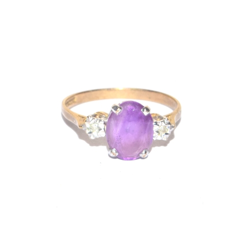 236 - 9ct gold vintage Amethyst and Diamond ring in a claw setting size M