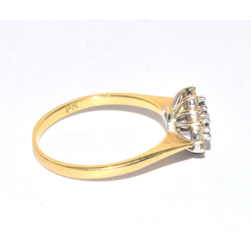 115 - 18ct gold ladies Diamond and Tanzanite diamond shape ring size Q