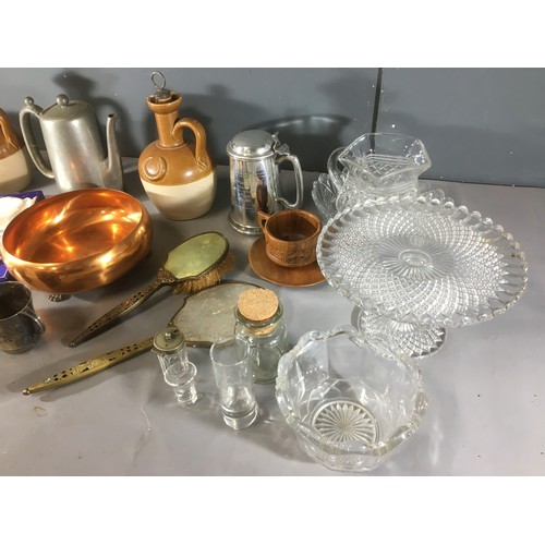 385 - Mixed House Clearance Lot to include Glass Ware Rabbit Mould, Silver Plate Carving set, Stoneware, G... 