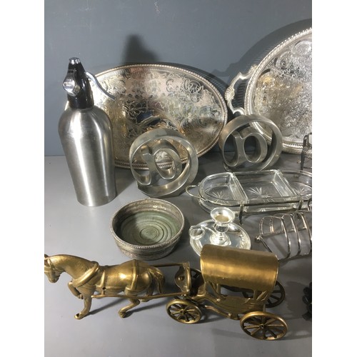 173 - Assortment of Silver Plated Wares Brass Wares and Miniature Clocks.