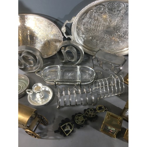 173 - Assortment of Silver Plated Wares Brass Wares and Miniature Clocks.