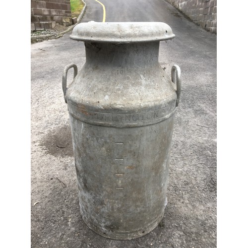 394 - 10 Gallon Lidded Milk Churn Stamped Torrington and 3 x Galvanized Watering Cans.