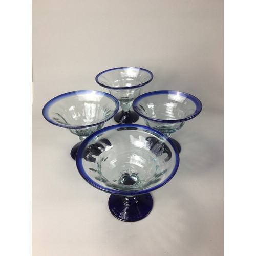 398 - A Good Quantity of Handblown and Moulded Glass to include a nice set of Blue to Clear Glass Sundae D... 