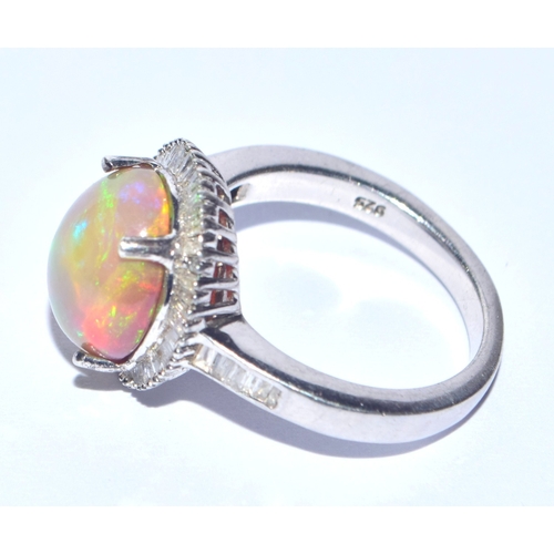 104 - Large vintage natural Firey Ethiopian Opal and natural earth mined sterling silver ring size O 4.8gr... 