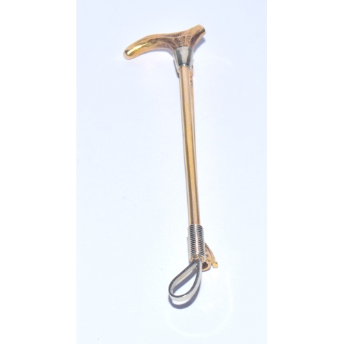 134 - Antique 9ct white and Yellow gold large riding crop brooch pin 3.2 grams 