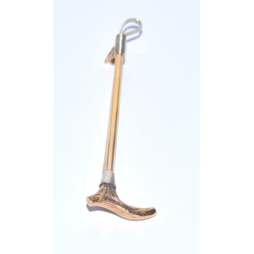 134 - Antique 9ct white and Yellow gold large riding crop brooch pin 3.2 grams 