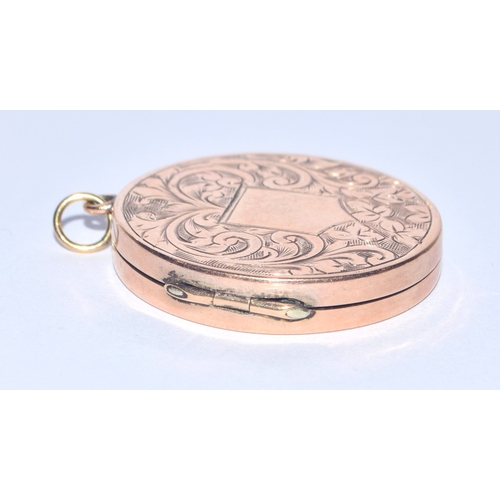 224 - Antique 9ct rose gold front and back locket 2.6cm in diameter 4.8grams 