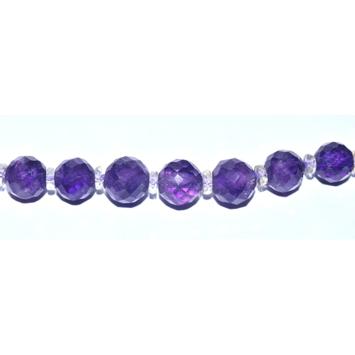 54 - Antique Art Deco natural Amethyst and Rock crystal beads with original 9ct gold clasp. 45cm long , A... 