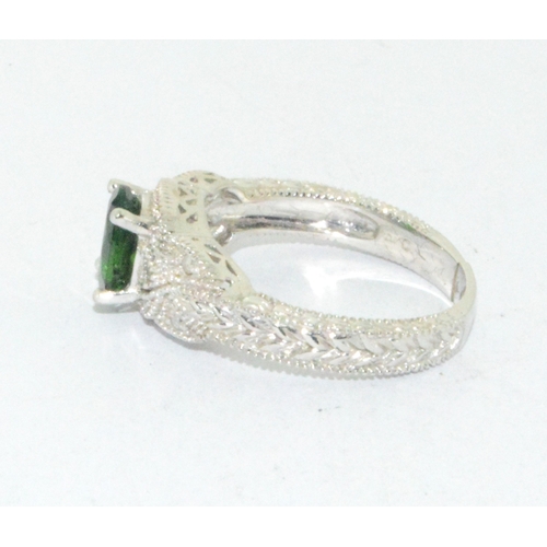 109 - 10ct white gold Tourmaline and Diamond dress ring size P