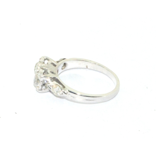 169 - 14ct White gold two stone Diamond ring set with Diamond shoulders size J