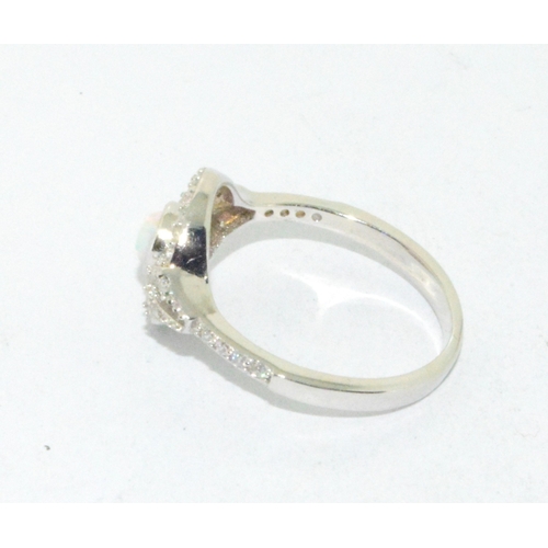 25 - Silver Opal and CZ ring size P