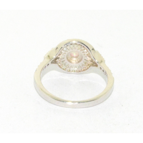 25 - Silver Opal and CZ ring size P