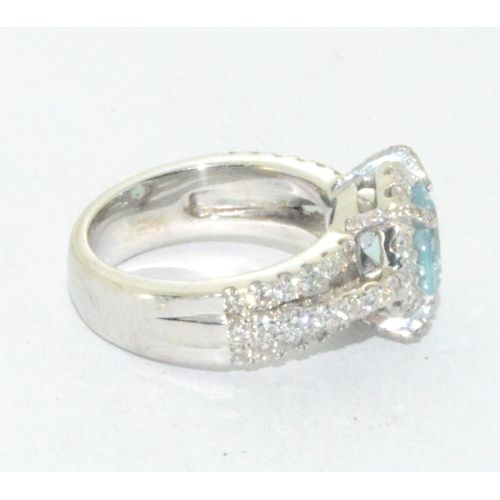 250 - A very Impressive 18ct white gold Aquamarine and Diamond cluster ring size K