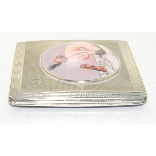 279 - Silver antique case with a pictorial nude enamel panel 