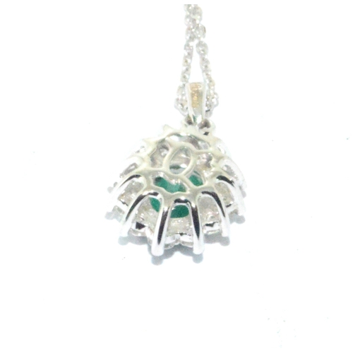 299 - 18ct white gold Emerald and Diamond pendant necklace of approx 1.2cts 